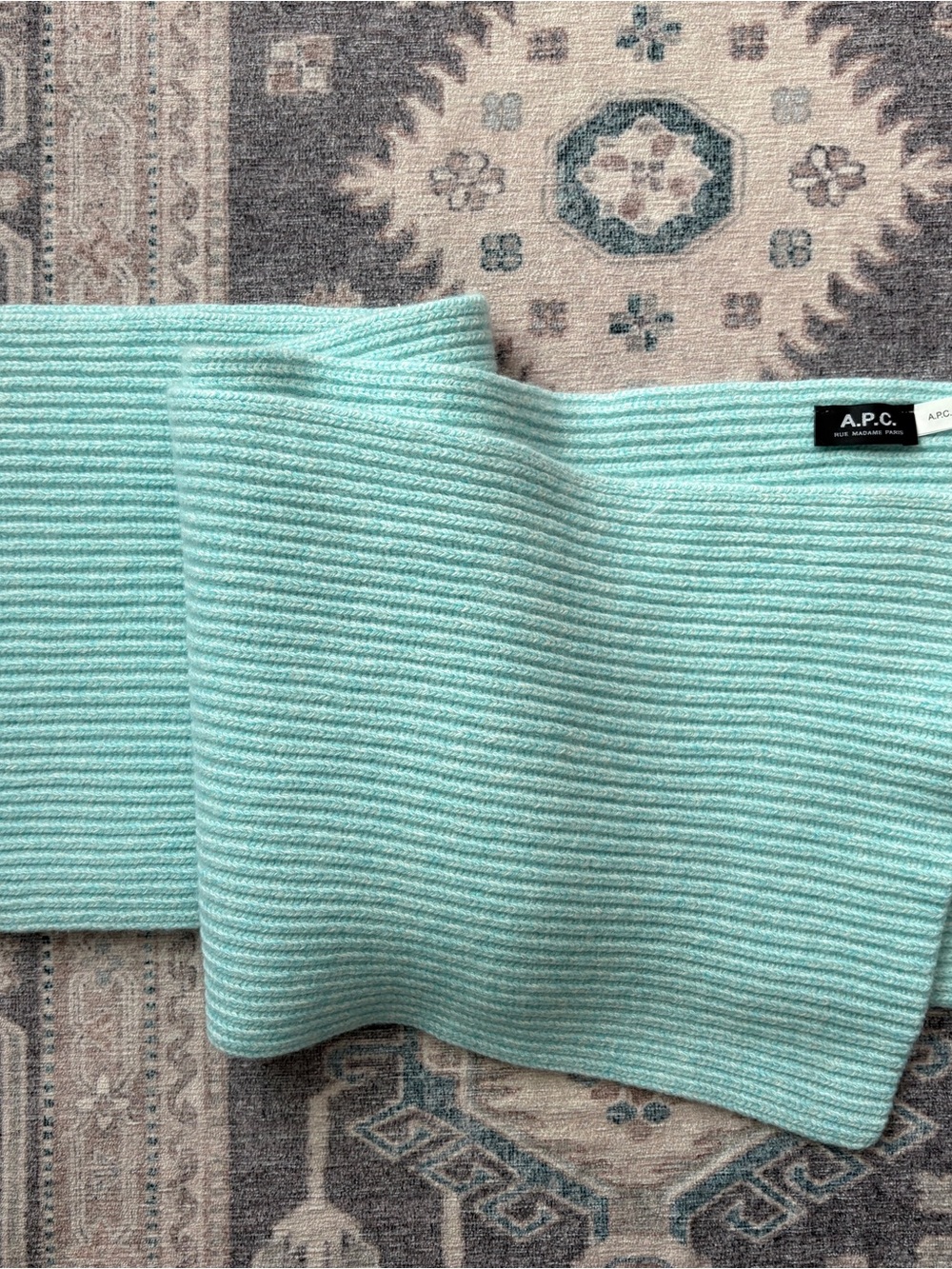A.P.C. Ribbed Knit Scarf in Mint